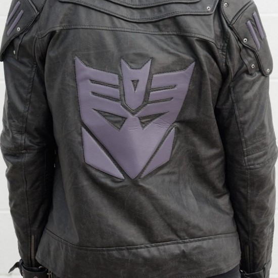 Mens Transformers Decepticon Shield Black Armor Leather Jacket